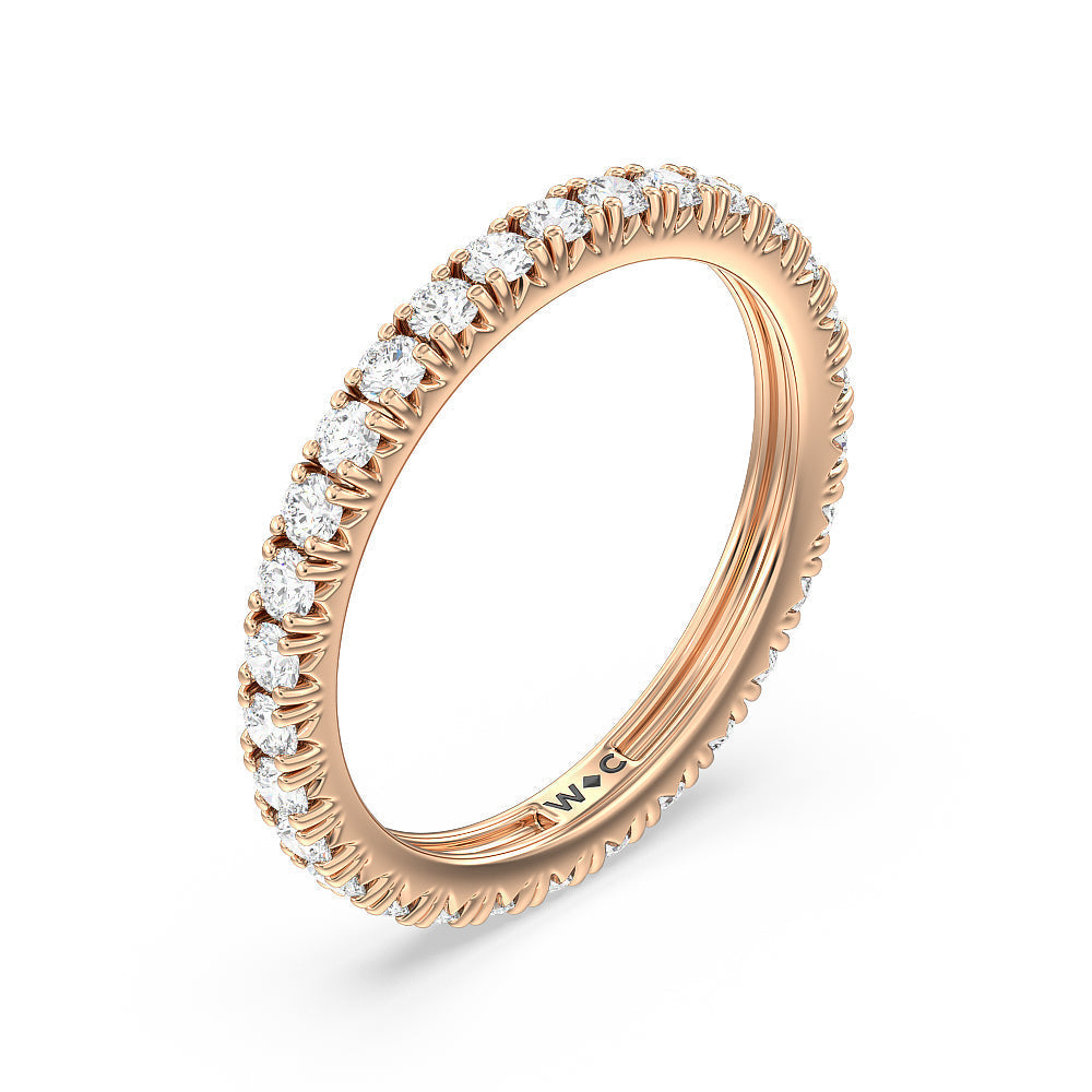 Four-Claw Diamond Eternity Ring with 18KT Rose Gold / Natural / 1 Cut Diamond in 14KT Rose Gold / Natural / 1 view 3
