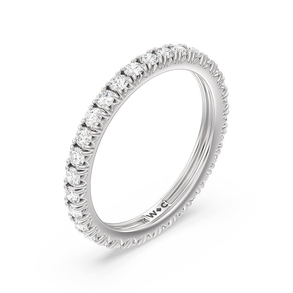Four-Claw Diamond Eternity Ring with Platinum / Natural / 1 Cut Diamond in 14KT Platinum / Natural / 1 view 3
