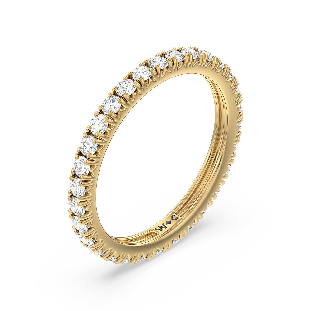 Four-Claw Diamond Eternity Ring with 18KT Yellow Gold / Natural / 1 Cut Diamond in 14KT Yellow Gold / Natural / 1 view 3
