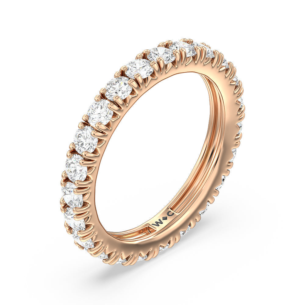 Four-Claw Diamond Eternity Ring with 18KT Rose Gold / Natural / 2 Cut Diamond in 14KT Rose Gold / Natural / 2 view 3
