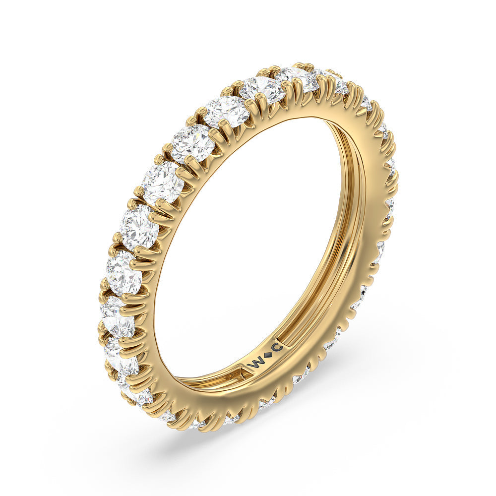 Four-Claw Diamond Eternity Ring with 18KT Yellow Gold / Natural / 2 Cut Diamond in 14KT Yellow Gold / Natural / 2 view 3
