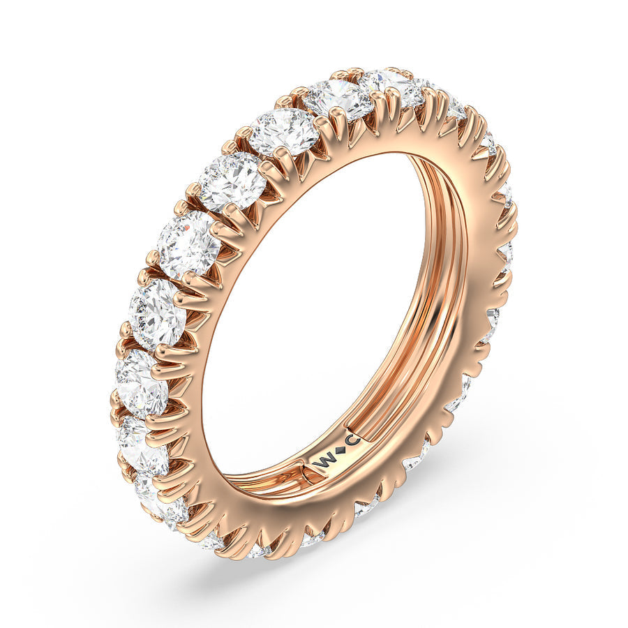 Four-Claw Diamond Eternity Ring with 18KT Rose Gold / Natural / 3 1/5 Cut Diamond in 14KT Rose Gold / Natural / 3 1/5 view 3
