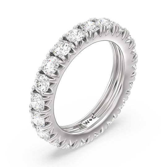 Four-Claw Diamond Eternity Ring with Platinum / Natural / 3 1/5 Cut Diamond in 14KT Platinum / Natural / 3 1/5 view 3
