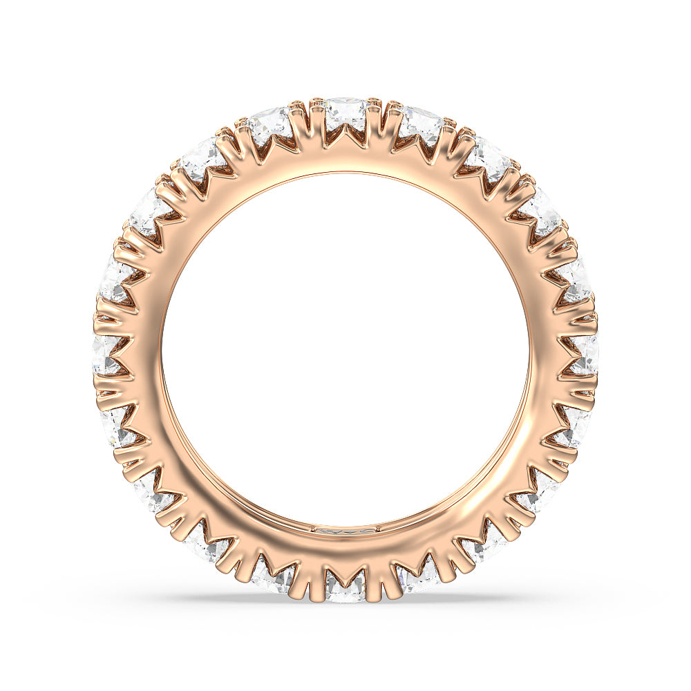 Four-Claw Diamond Eternity Ring with 18KT Rose Gold / Natural / 3 1/5 Cut Diamond in 14KT Rose Gold / Natural / 3 1/5 view 2
