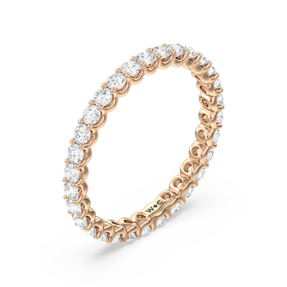 Shared Prong Wave Lab Diamond Eternity Ring with 18KT Rose Gold / Natural / 1 Cut Diamond in 14KT Rose Gold / Natural / 1 view 3
