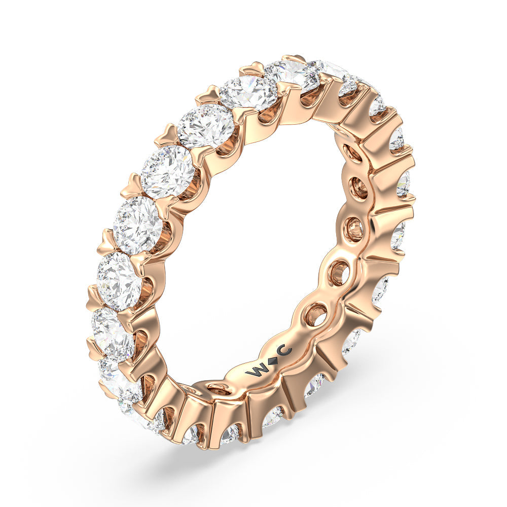 Chevron Diamond Eternity Ring with 18KT Rose Gold / Natural / 3 1/5 Cut Diamond in 14KT Rose Gold / Natural / 3 1/5 view 3
