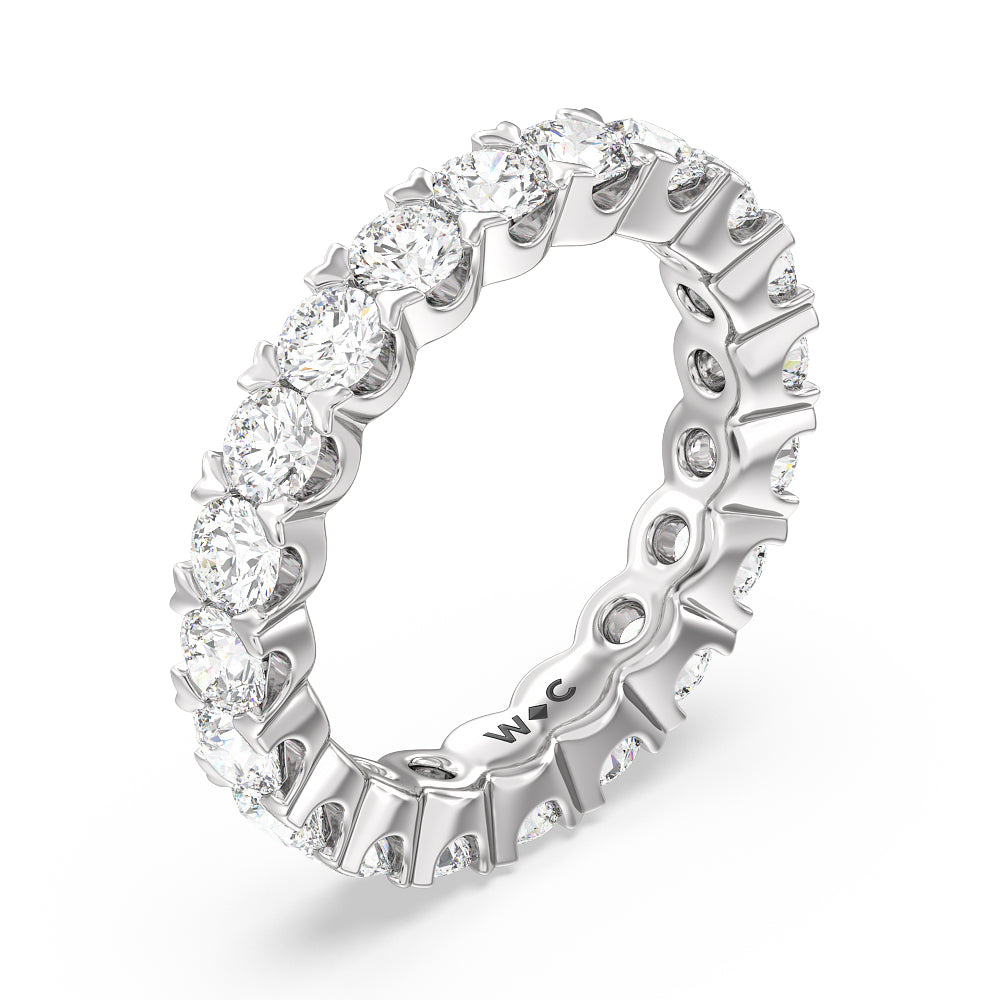 Chevron Diamond Eternity Ring with Platinum / Natural / 3 1/5 Cut Diamond in 14KT Platinum / Natural / 3 1/5 view 3

