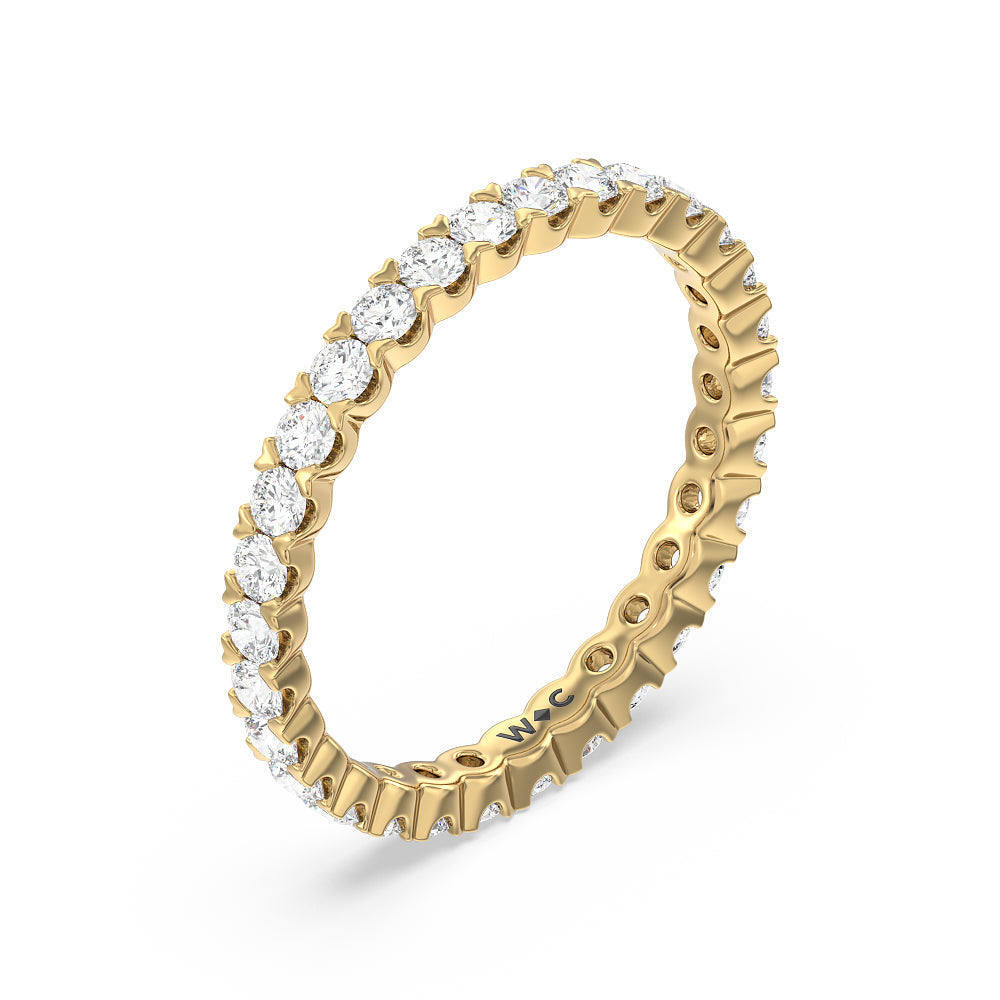 Chevron Diamond Eternity Ring with 18KT Yellow Gold / Natural / 1 Cut Diamond in 14KT Yellow Gold / Natural / 1 view 3
