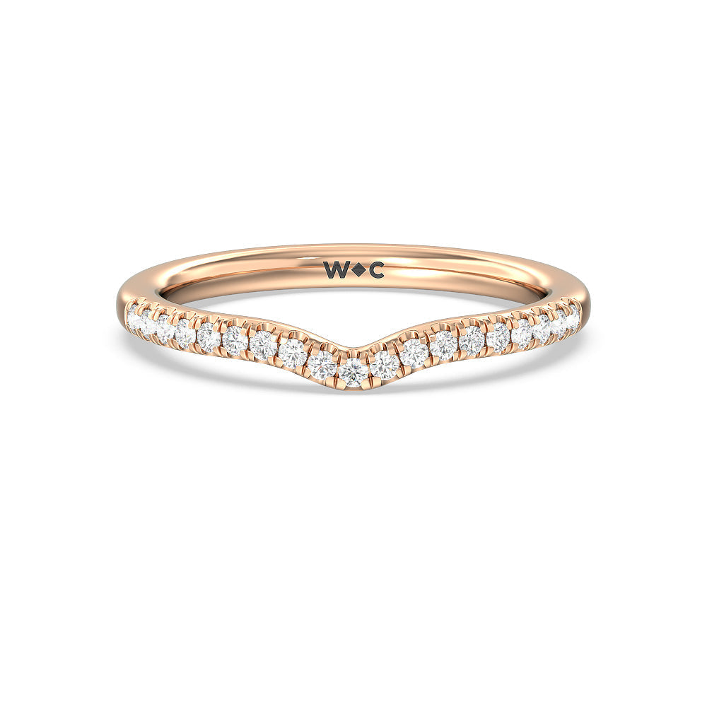 Something Blue Azure Blue Sapphire Hidden Accent Diamond Wedding Band with 18KT Rose Gold Cut Diamond in 14KT Rose Gold view 1
