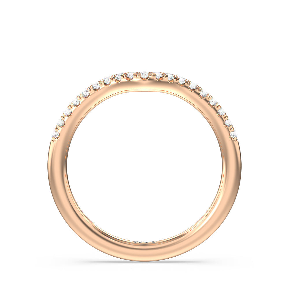 Something Blue Azure Blue Sapphire Hidden Accent Diamond Wedding Band with 18KT Rose Gold Cut Diamond in 14KT Rose Gold view 2
