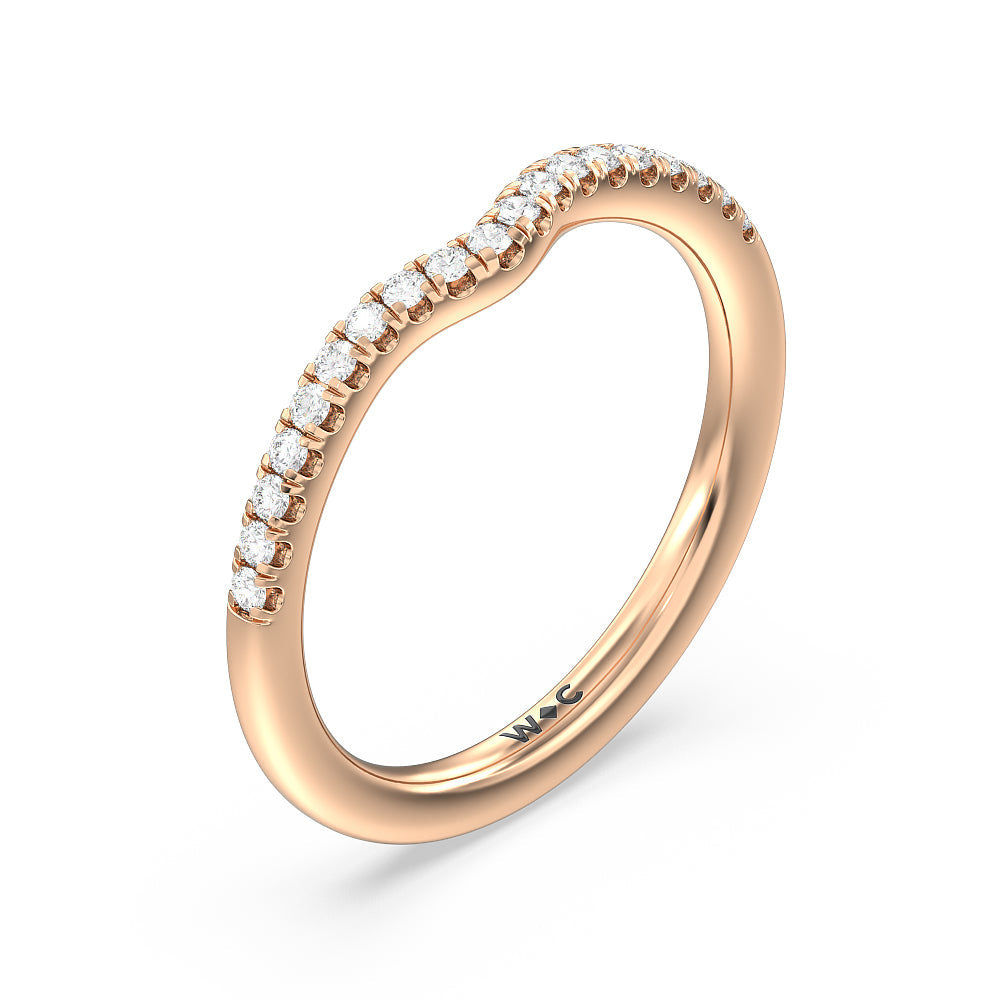 Something Blue Azure Blue Sapphire Hidden Accent Diamond Wedding Band with 18KT Rose Gold Cut Diamond in 14KT Rose Gold view 4

