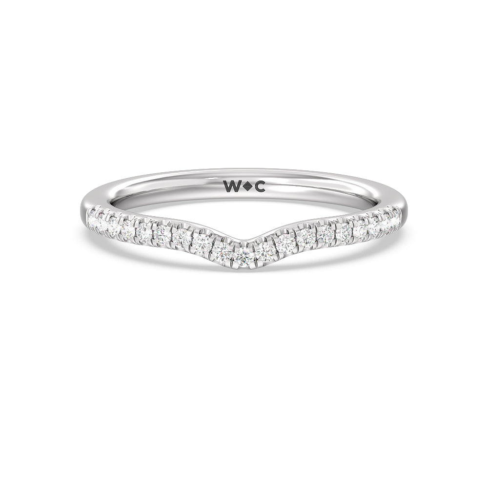 Something Blue Azure Blue Sapphire Hidden Accent Diamond Wedding Band with Platinum Cut Diamond in 14KT Platinum view 1

