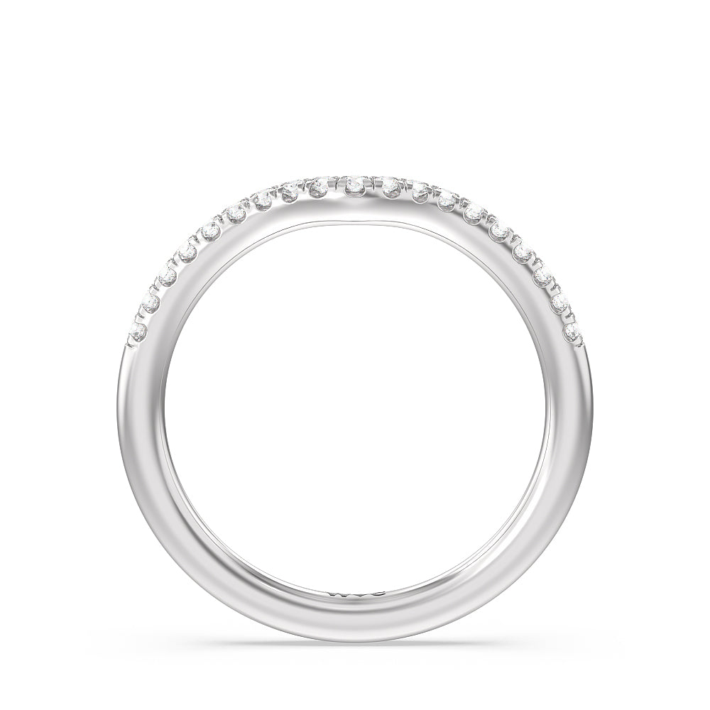 Something Blue Azure Blue Sapphire Hidden Accent Diamond Wedding Band with Platinum Cut Diamond in 14KT Platinum view 2
