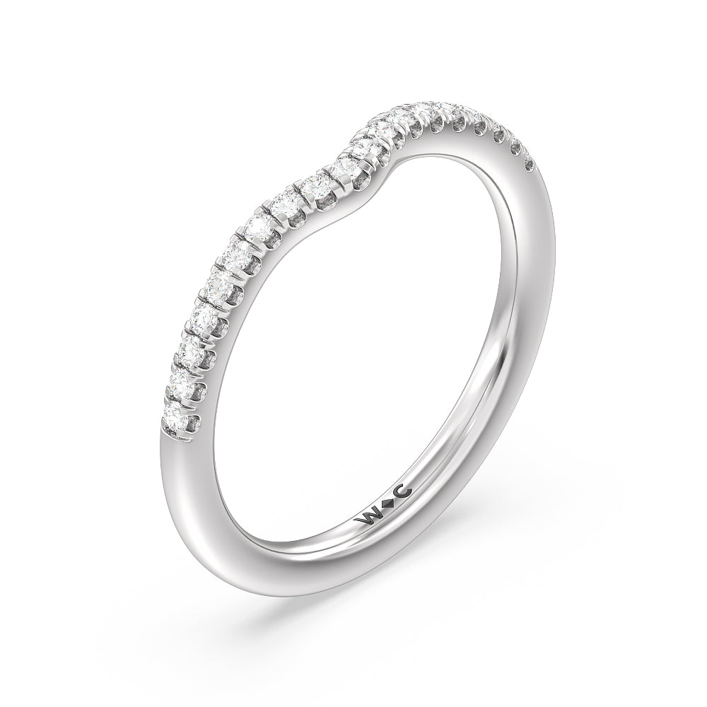 Something Blue Azure Blue Sapphire Hidden Accent Diamond Wedding Band with Platinum Cut Diamond in 14KT Platinum view 4
