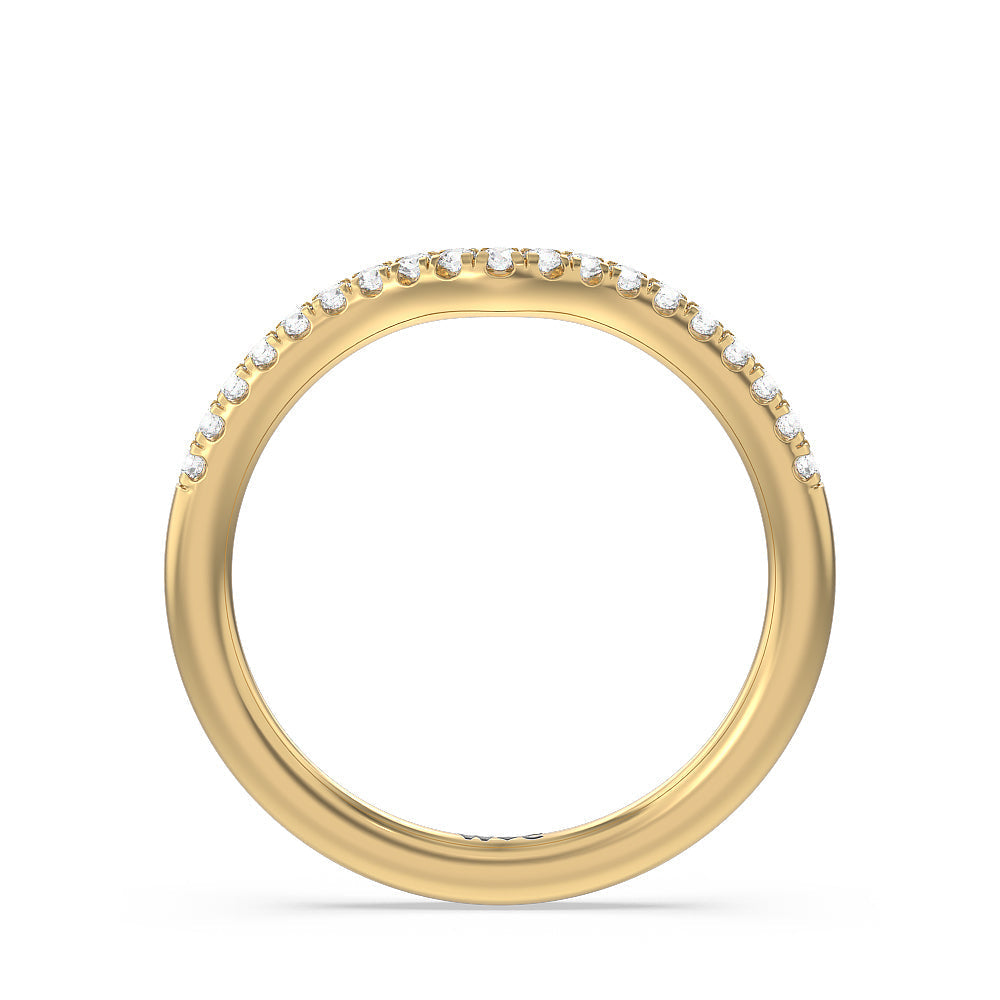 Something Blue Azure Blue Sapphire Hidden Accent Diamond Wedding Band with 18KT Yellow Gold Cut Diamond in 14KT Yellow Gold view 2
