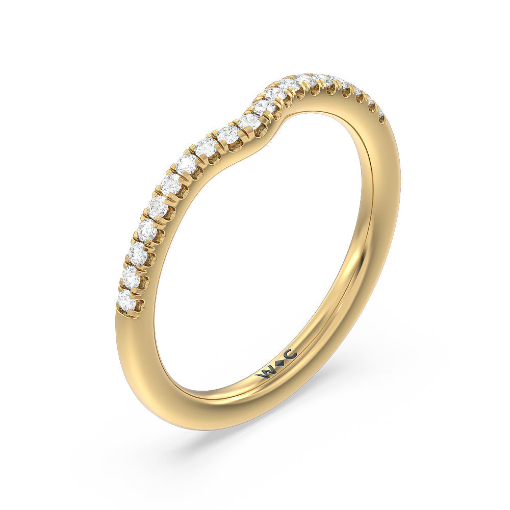Something Blue Azure Blue Sapphire Hidden Accent Diamond Wedding Band with 18KT Yellow Gold Cut Diamond in 14KT Yellow Gold view 4
