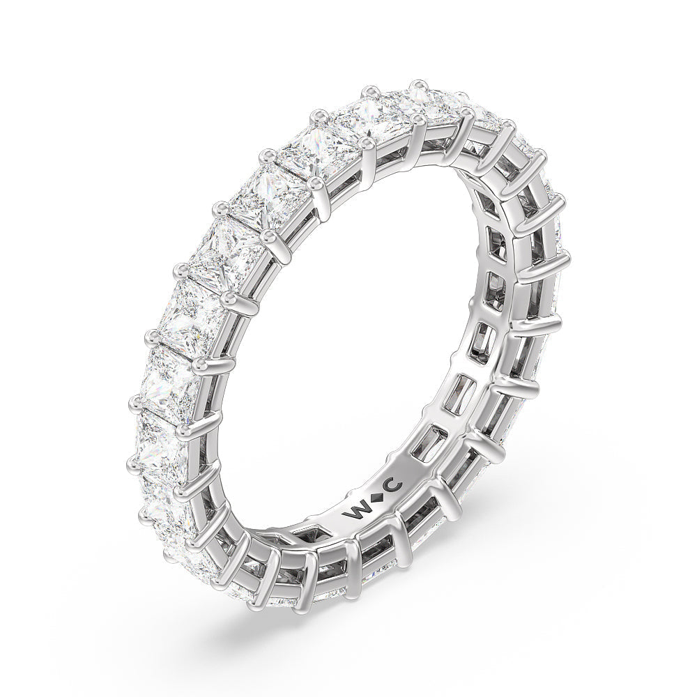 Princess Cut Diamond Eternity Ring with Platinum / Natural / 3 1/5 Cut Diamond in 14KT Platinum / Natural / 3 1/5 view 3
