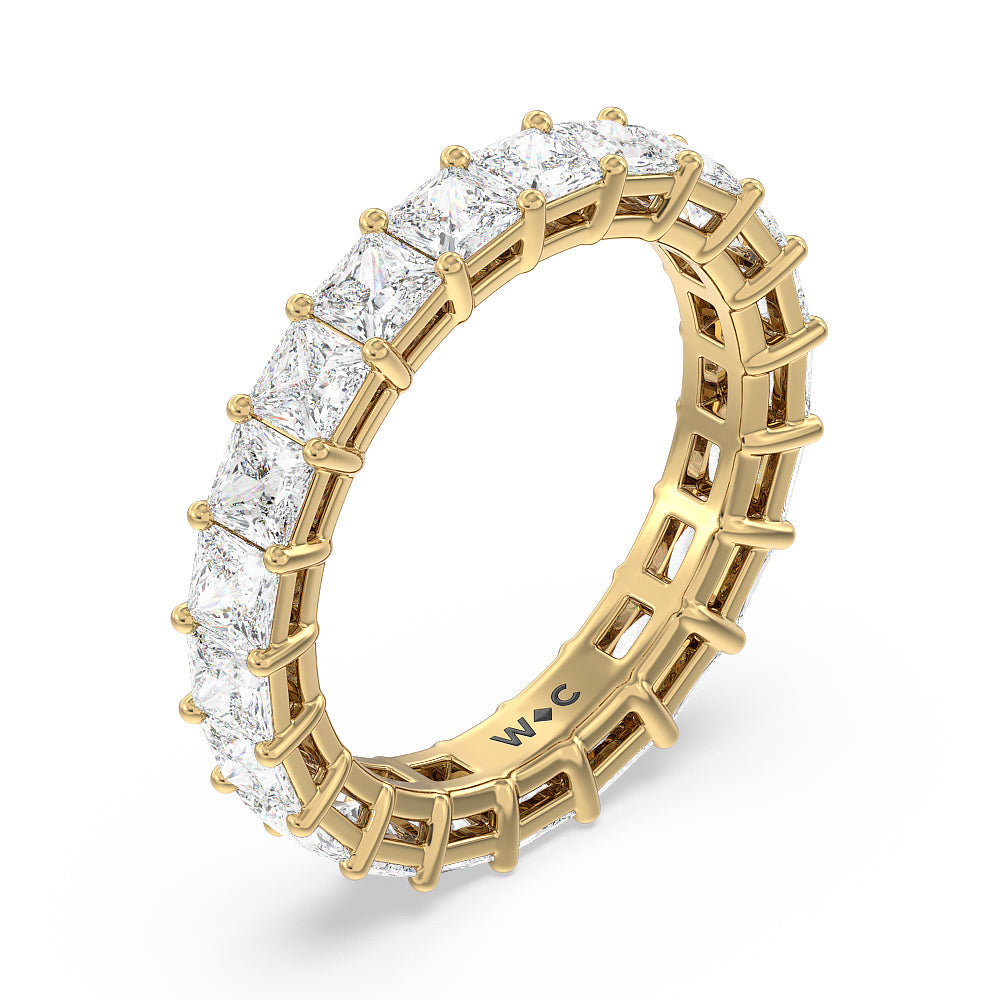 Princess Cut Diamond Eternity Ring with 18KT Yellow Gold / Natural / 4 1/5 Cut Diamond in 14KT Yellow Gold / Natural / 4 1/5 view 3
