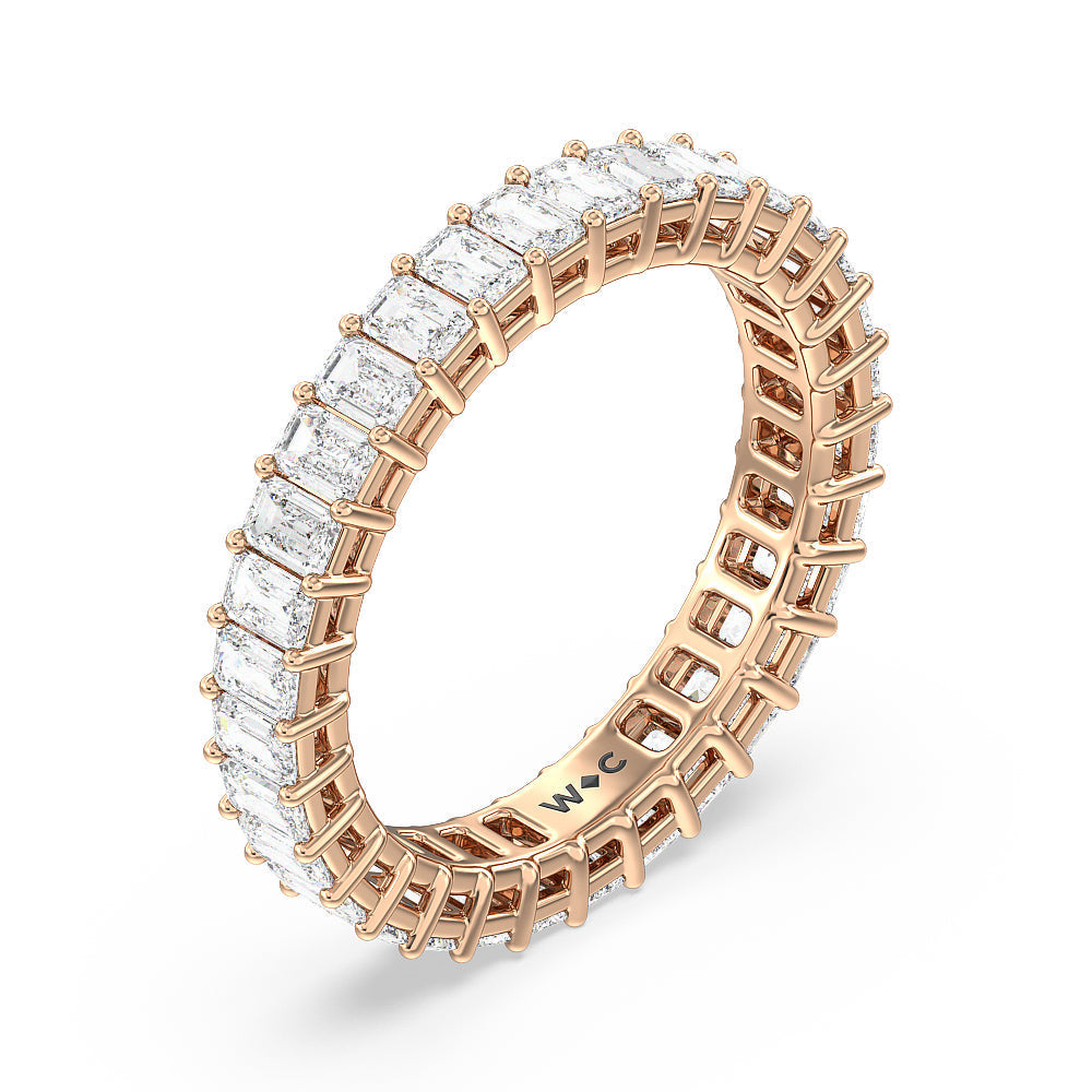 Emerald Cut Diamond Eternity Ring with 18KT Rose Gold / Natural / 3 1/5 Cut Diamond in 14KT Rose Gold / Natural / 3 1/5 view 3
