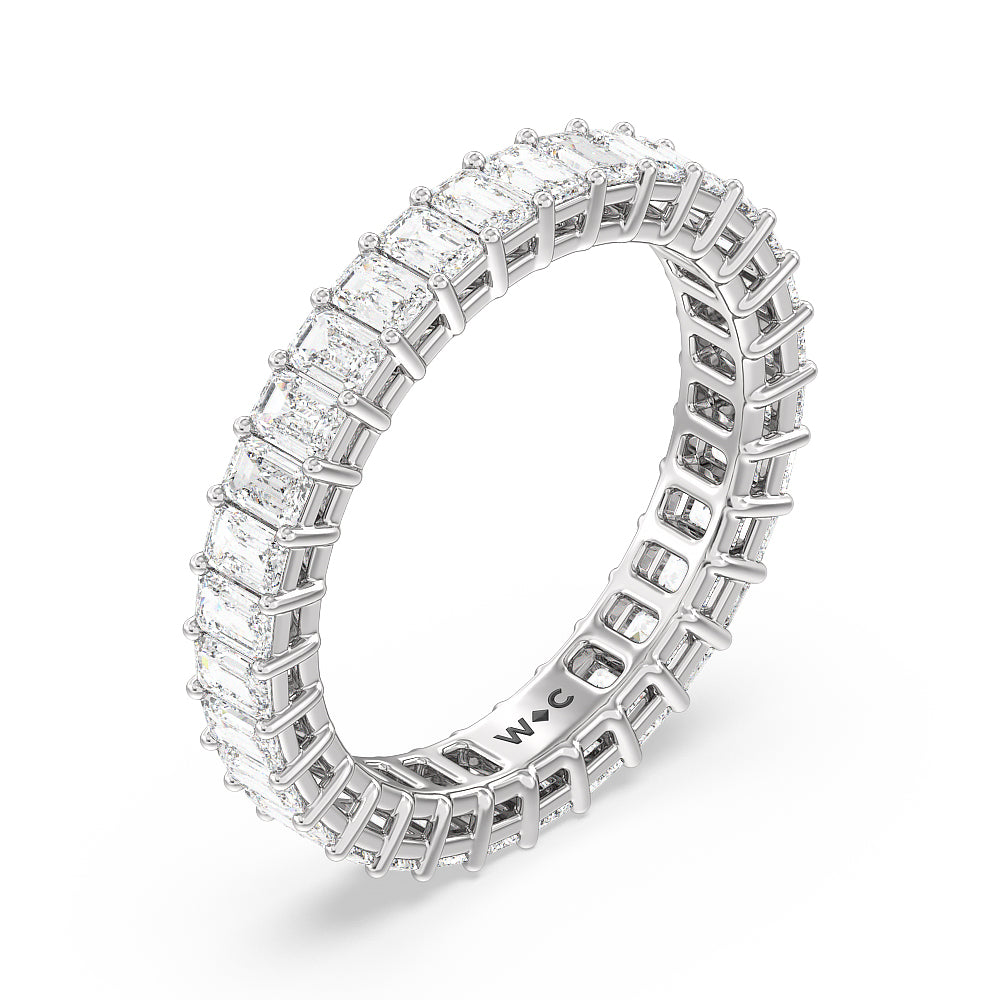 Emerald Cut Diamond Eternity Ring with 18KT White Gold / Natural / 3 1/5 Cut Diamond in 14KT White Gold / Natural / 3 1/5 view 3
