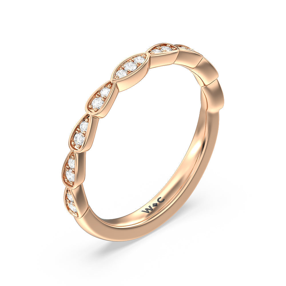 Something Blue Forget-Me-Not Hidden Halo Diamond Wedding Band with 18KT Rose Gold Cut Diamond in 14KT Rose Gold view 4

