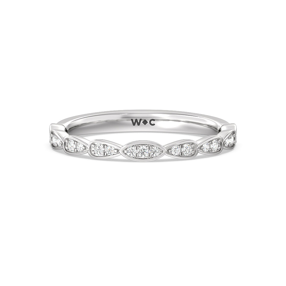Something Blue Forget-Me-Not Hidden Halo Diamond Wedding Band with Platinum Cut Diamond in 14KT Platinum view 1
