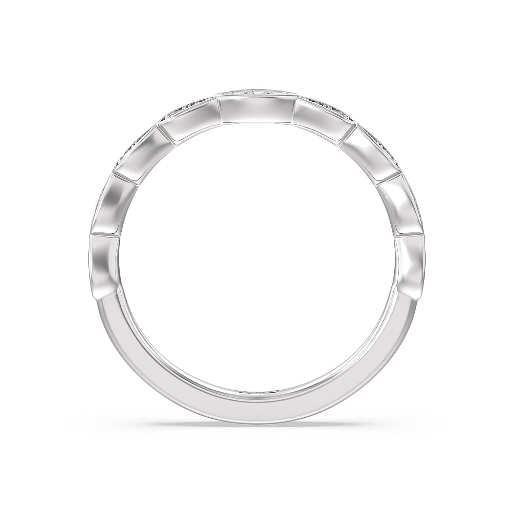Something Blue Forget-Me-Not Hidden Halo Diamond Wedding Band with Platinum Cut Diamond in 14KT Platinum view 2
