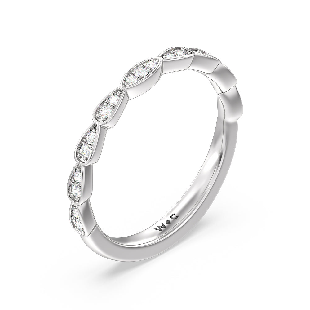 Something Blue Forget-Me-Not Hidden Halo Diamond Wedding Band with Platinum Cut Diamond in 14KT Platinum view 4

