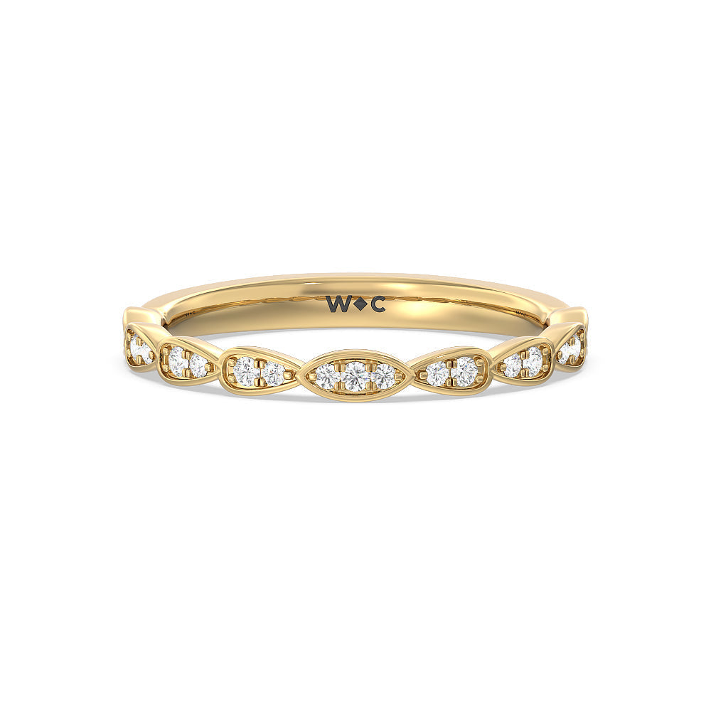 Something Blue Forget-Me-Not Hidden Halo Diamond Wedding Band with 18KT Yellow Gold Cut Diamond in 14KT Yellow Gold view 1
