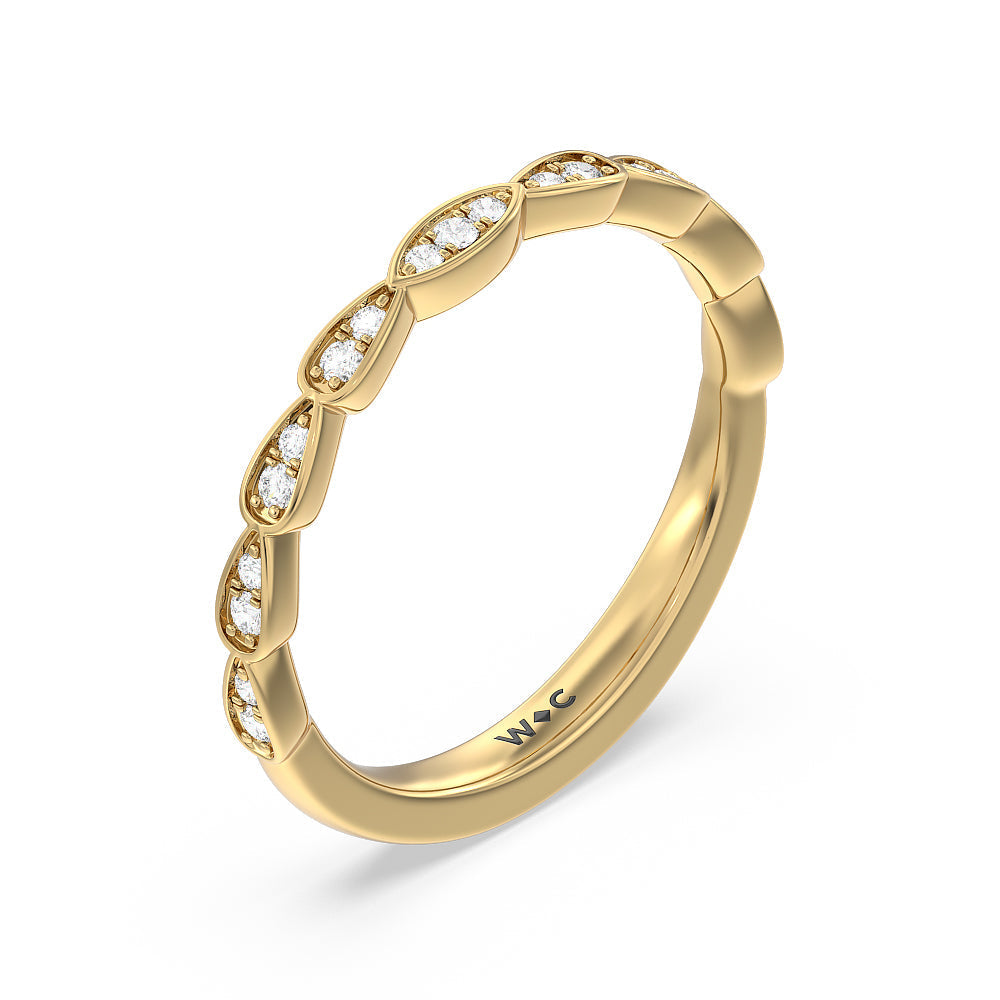Something Blue Forget-Me-Not Hidden Halo Diamond Wedding Band with 18KT Yellow Gold Cut Diamond in 14KT Yellow Gold view 4
