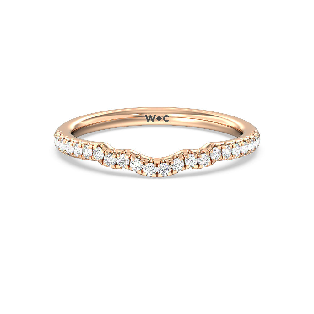 Something Blue Iris Three Stone Diamond Wedding Band with 18KT Rose Gold Cut Diamond in 14KT Rose Gold view 1

