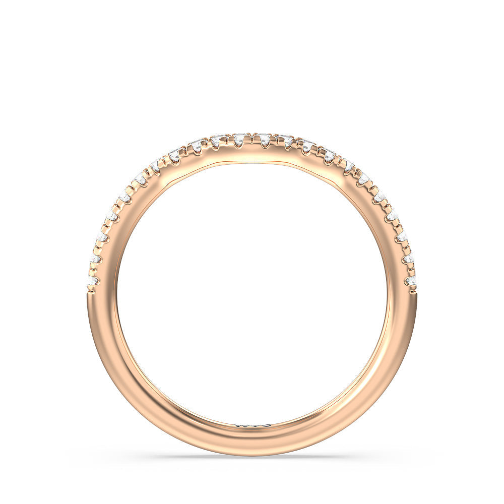 Something Blue Iris Three Stone Diamond Wedding Band with 18KT Rose Gold Cut Diamond in 14KT Rose Gold view 2
