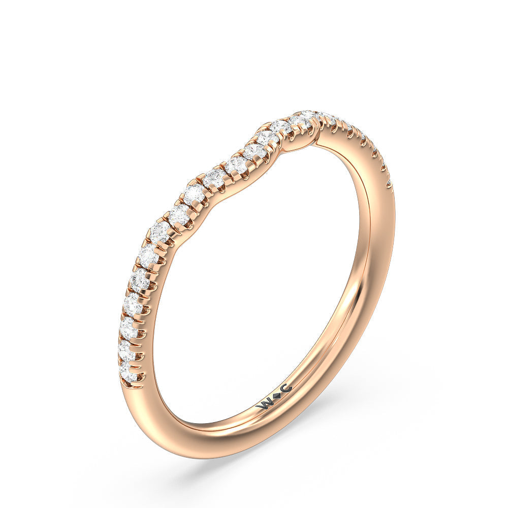 Something Blue Iris Three Stone Diamond Wedding Band with 18KT Rose Gold Cut Diamond in 14KT Rose Gold view 4
