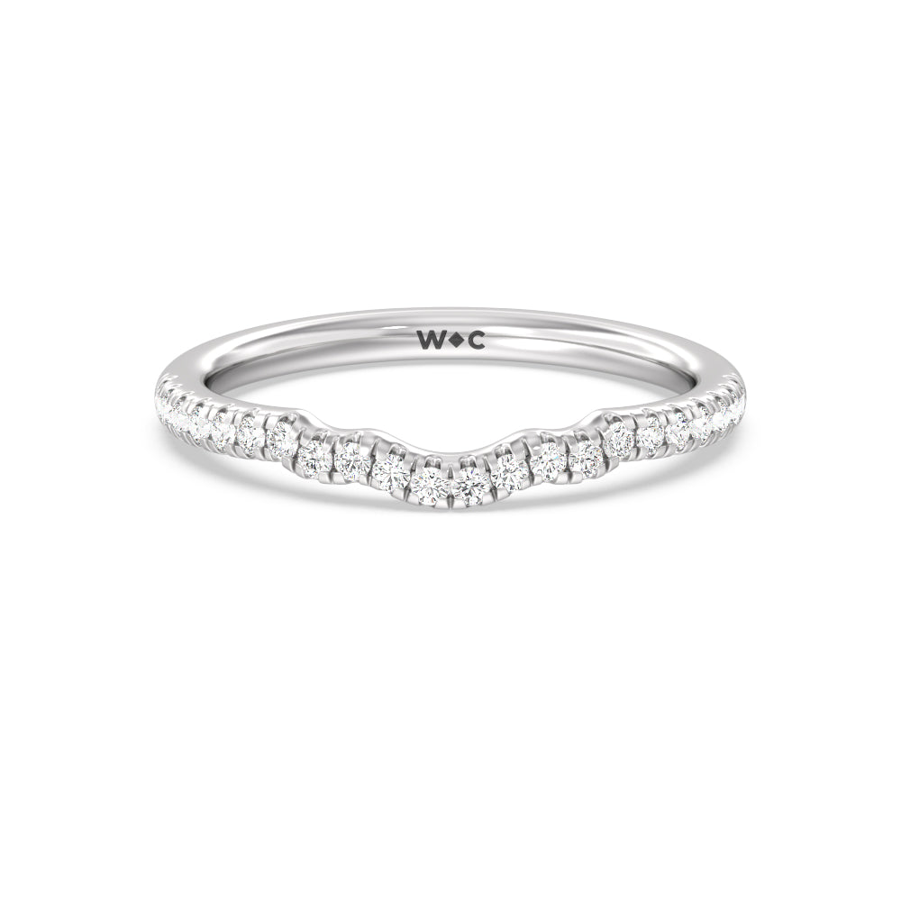 Something Blue Iris Three Stone Diamond Wedding Band with Platinum Cut Diamond in 14KT Platinum view 1
