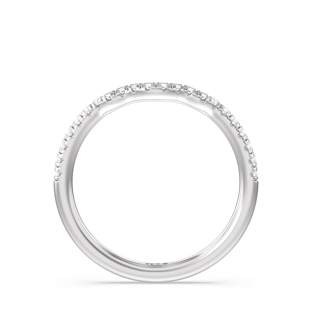 Something Blue Iris Three Stone Diamond Wedding Band with Platinum Cut Diamond in 14KT Platinum view 2
