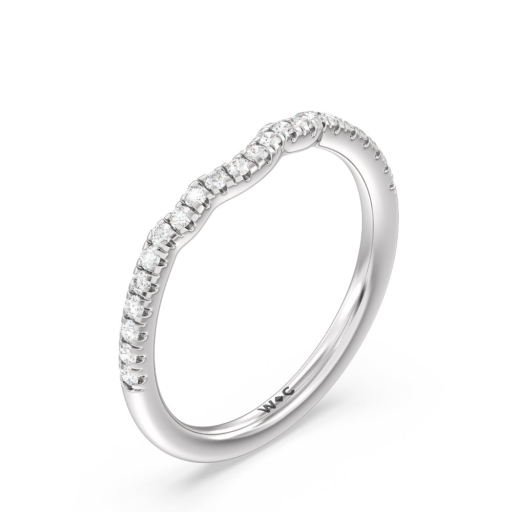 Something Blue Iris Three Stone Diamond Wedding Band with Platinum Cut Diamond in 14KT Platinum view 4
