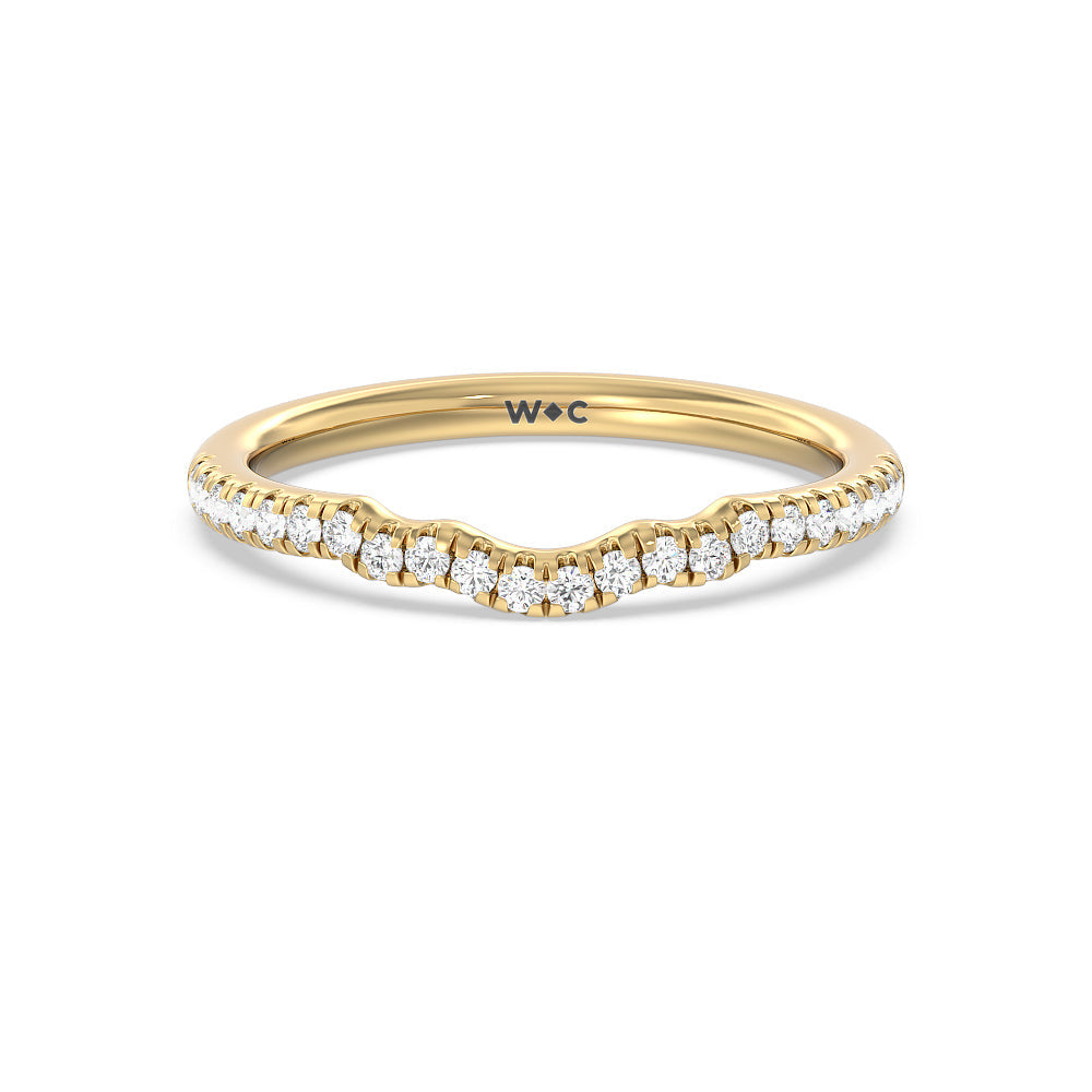 Something Blue Iris Three Stone Diamond Wedding Band with 18KT Yellow Gold Cut Diamond in 14KT Yellow Gold view 1
