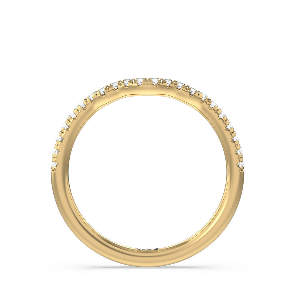 Something Blue Iris Three Stone Diamond Wedding Band with 18KT Yellow Gold Cut Diamond in 14KT Yellow Gold view 2
