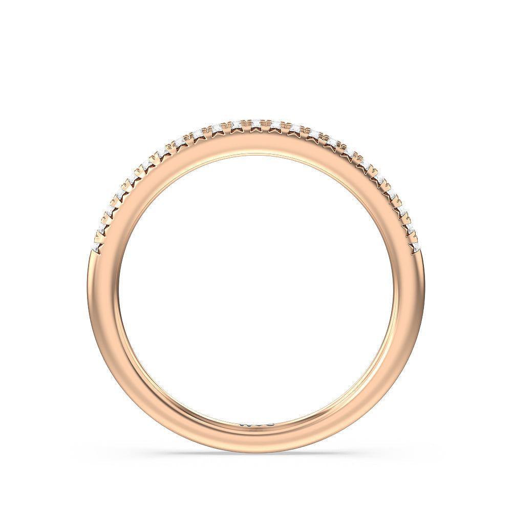 Double Claw Hidden Accent Diamond Wedding Band with 18KT Rose Gold Cut Diamond in 14KT Rose Gold view 2
