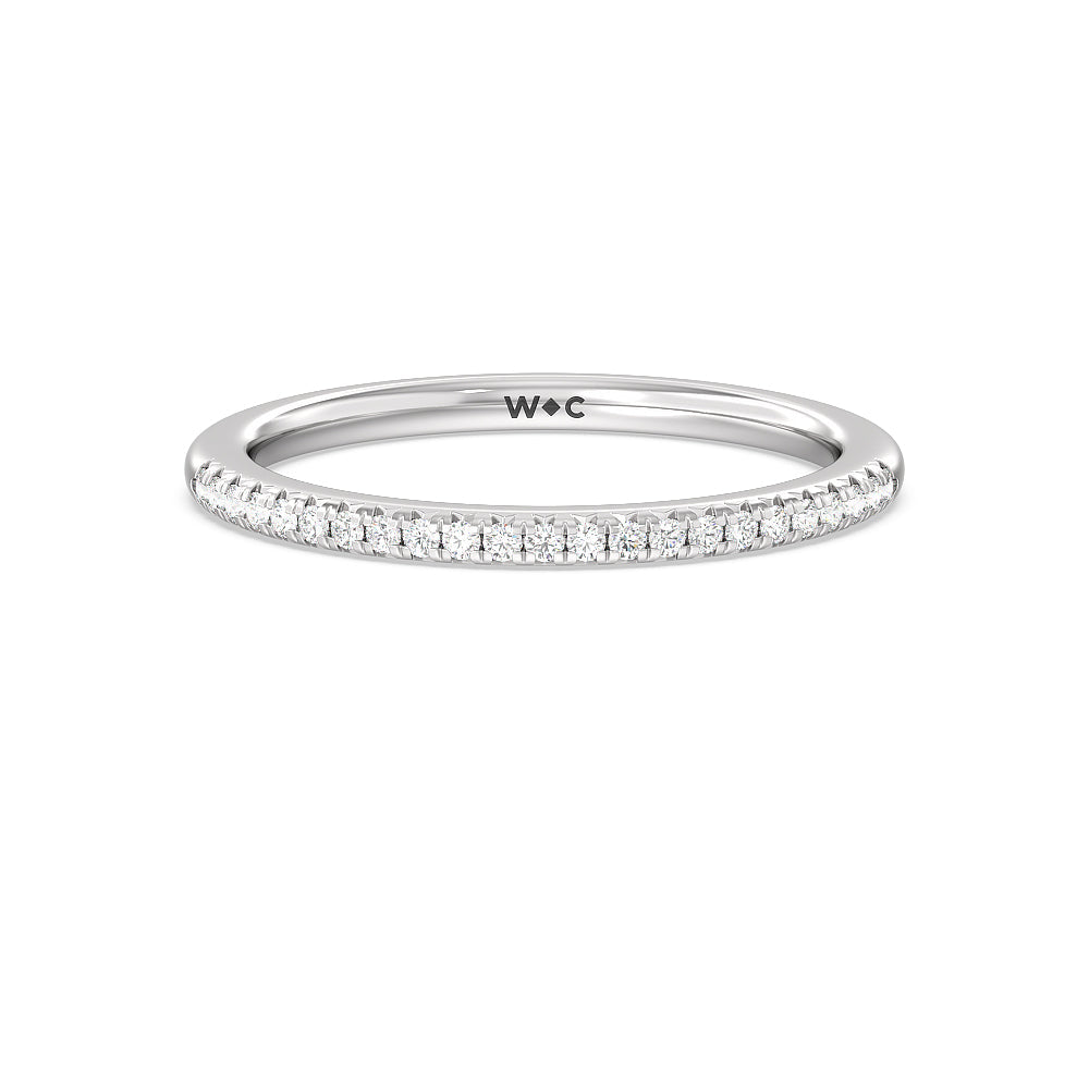 Double Claw Hidden Accent Diamond Wedding Band with Platinum Cut Diamond in 14KT Platinum view 1
