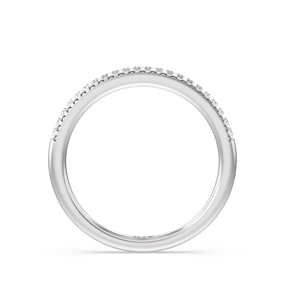 Double Claw Hidden Accent Diamond Wedding Band with Platinum Cut Diamond in 14KT Platinum view 2
