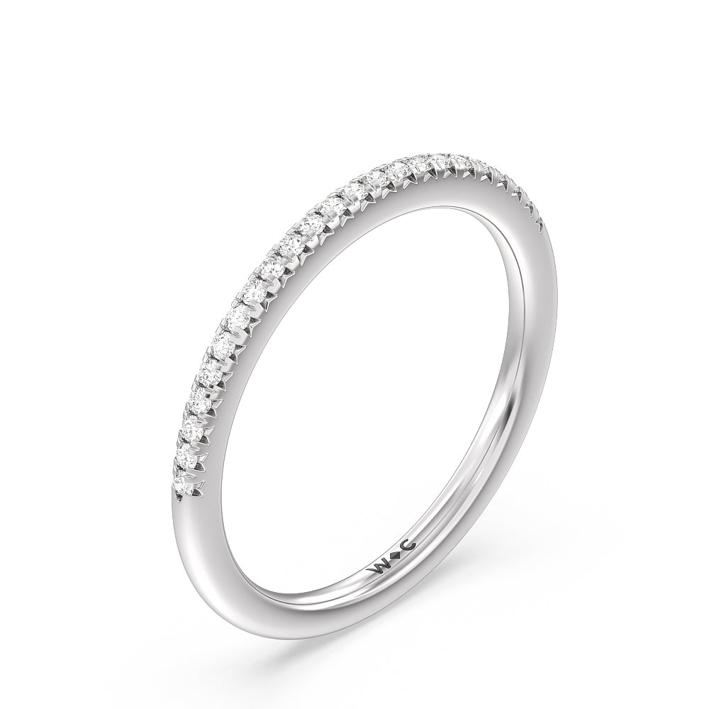 Double Claw Hidden Accent Diamond Wedding Band with Platinum Cut Diamond in 14KT Platinum view 4
