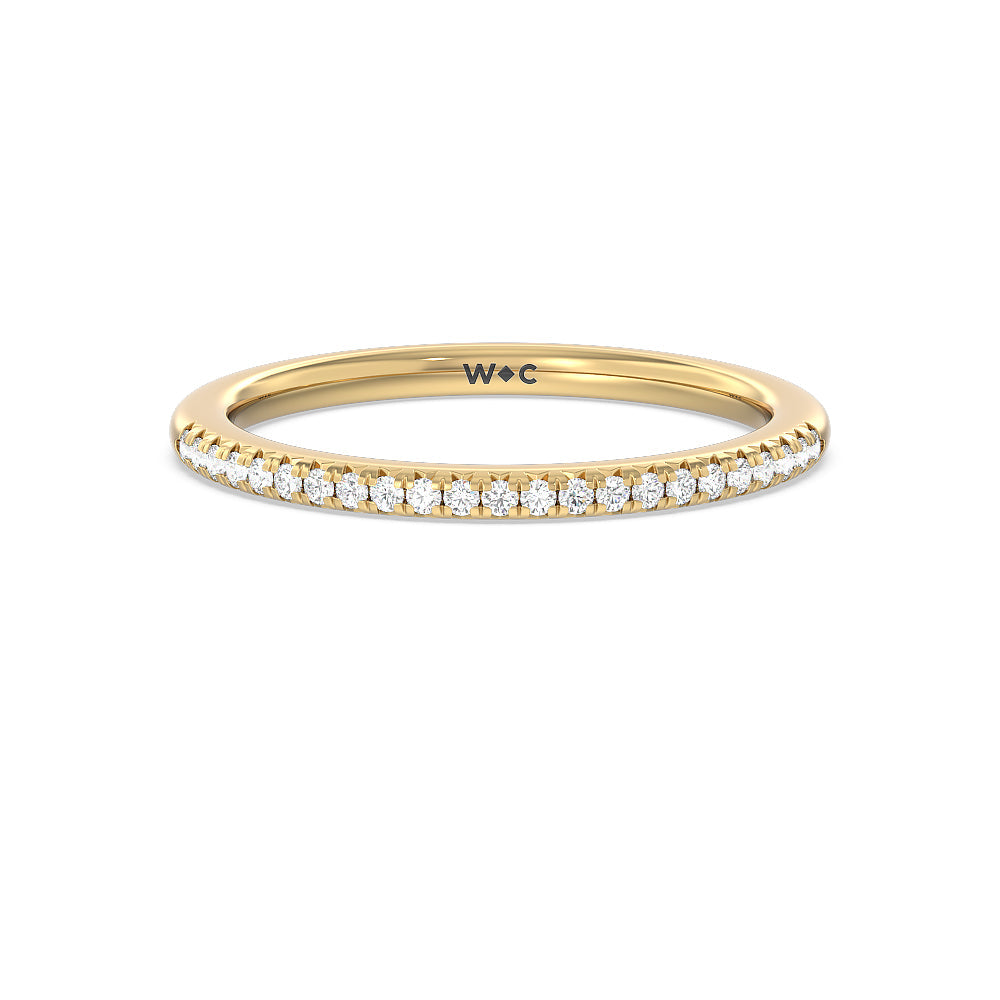 Double Claw Hidden Accent Diamond Wedding Band with 18KT Yellow Gold Cut Diamond in 14KT Yellow Gold view 1
