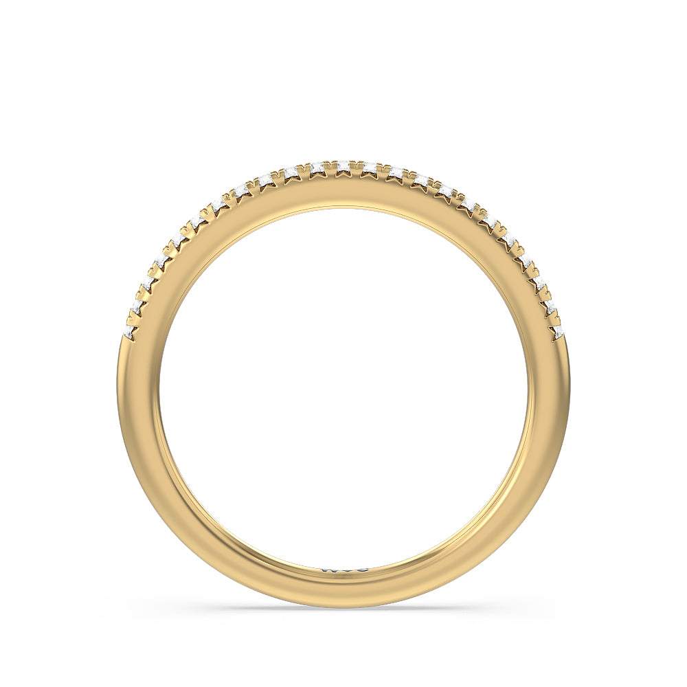 Double Claw Hidden Accent Diamond Wedding Band with 18KT Yellow Gold Cut Diamond in 14KT Yellow Gold view 2
