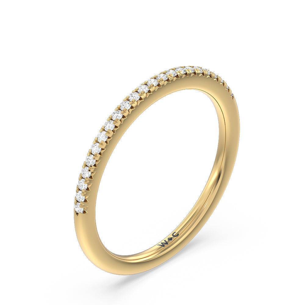 Double Claw Hidden Accent Diamond Wedding Band with 18KT Yellow Gold Cut Diamond in 14KT Yellow Gold view 4
