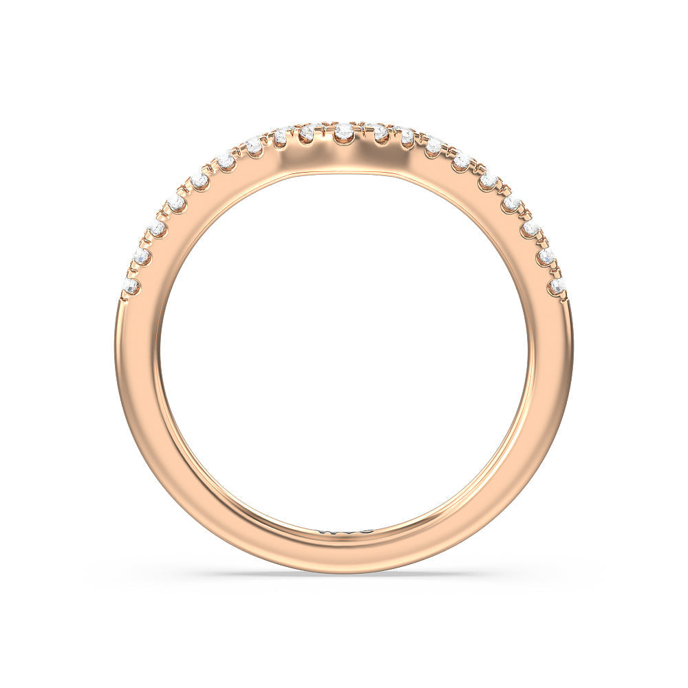 Something Blue Veronica Spire Under Halo Diamond Wedding Band with 18KT Rose Gold Cut Diamond in 14KT Rose Gold view 2
