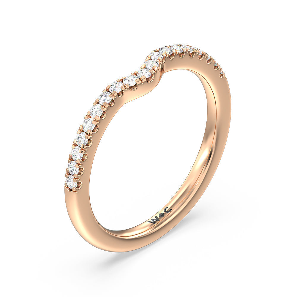 Something Blue Veronica Spire Under Halo Diamond Wedding Band with 18KT Rose Gold Cut Diamond in 14KT Rose Gold view 4

