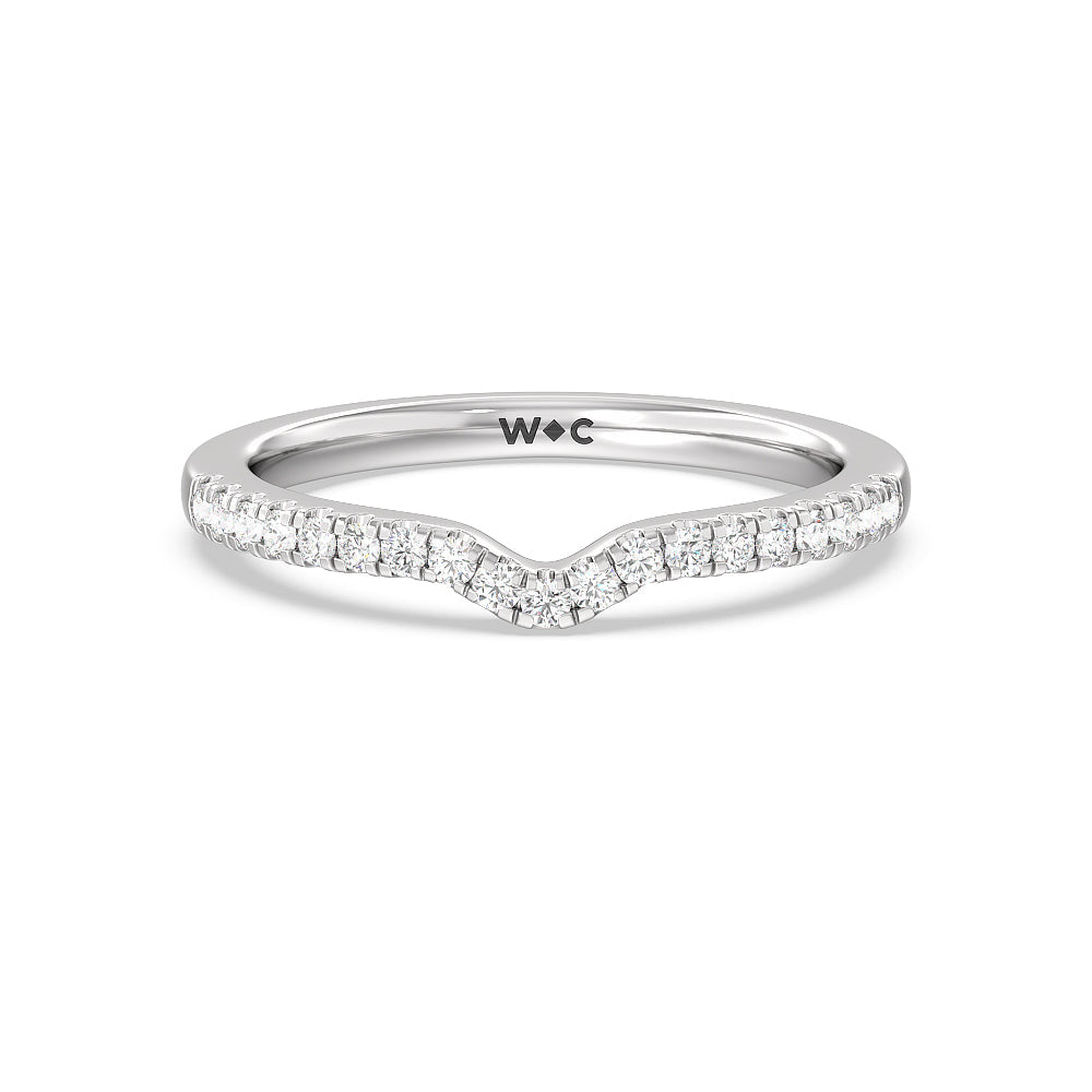 Something Blue Veronica Spire Under Halo Diamond Wedding Band with Platinum Cut Diamond in 14KT Platinum view 1
