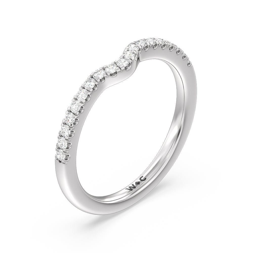 Something Blue Veronica Spire Under Halo Diamond Wedding Band with Platinum Cut Diamond in 14KT Platinum view 4
