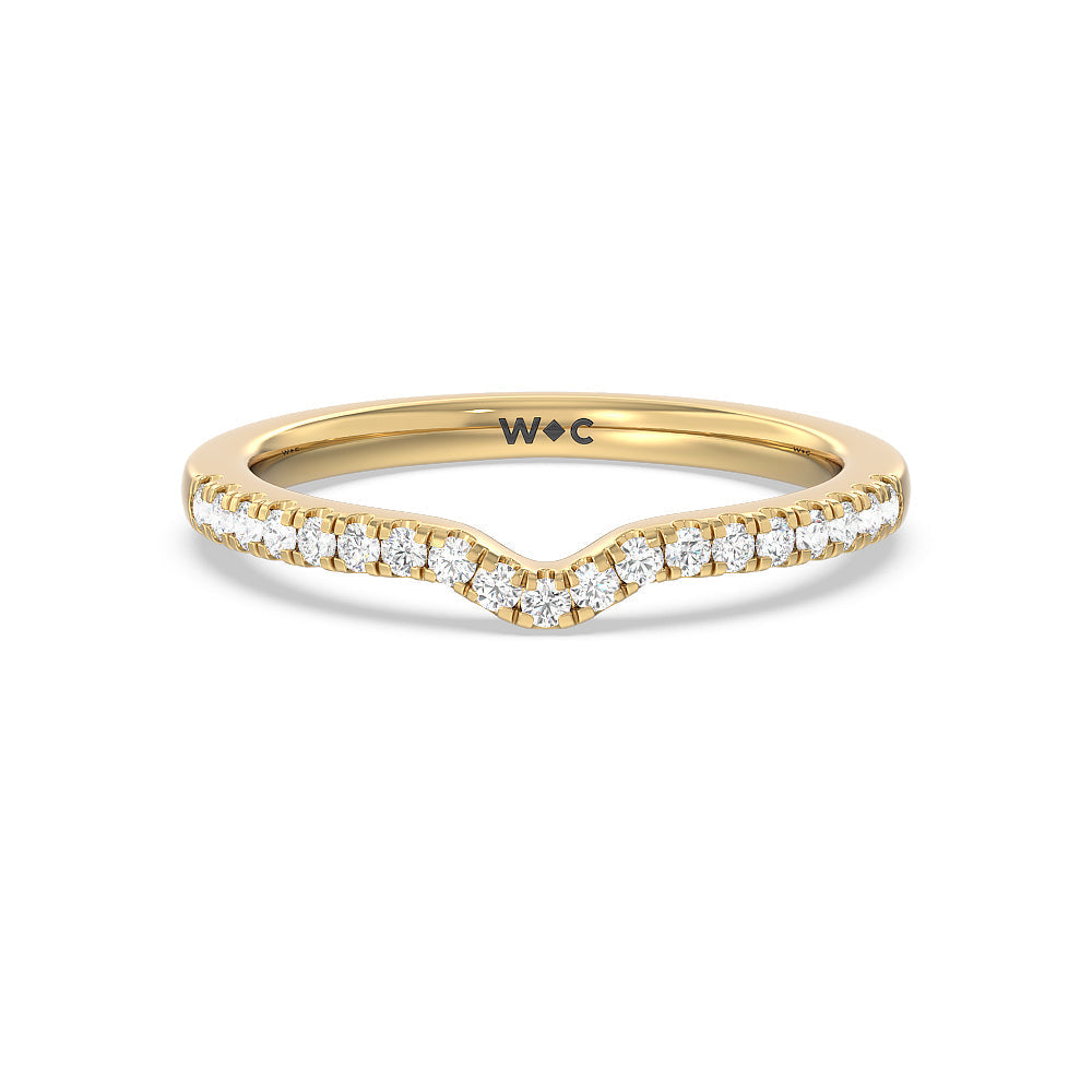 Something Blue Veronica Spire Under Halo Diamond Wedding Band with 18KT Yellow Gold Cut Diamond in 14KT Yellow Gold view 1
